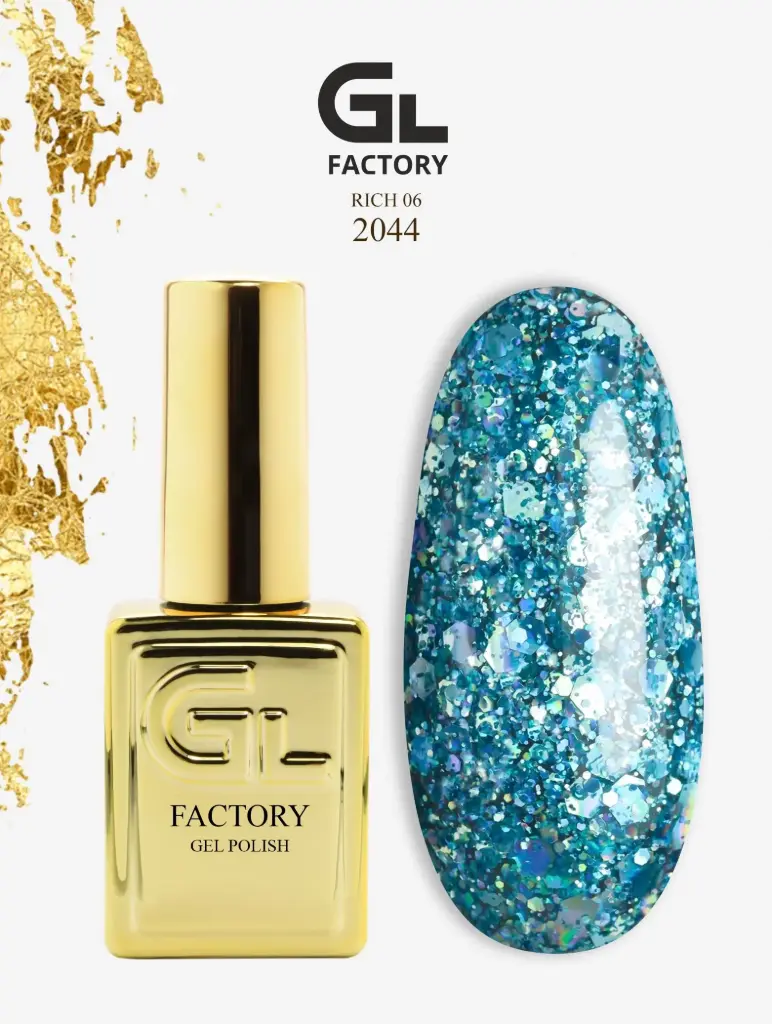 GL 2044 GOLD Gel Polish Rich 06 15g TPO FREE