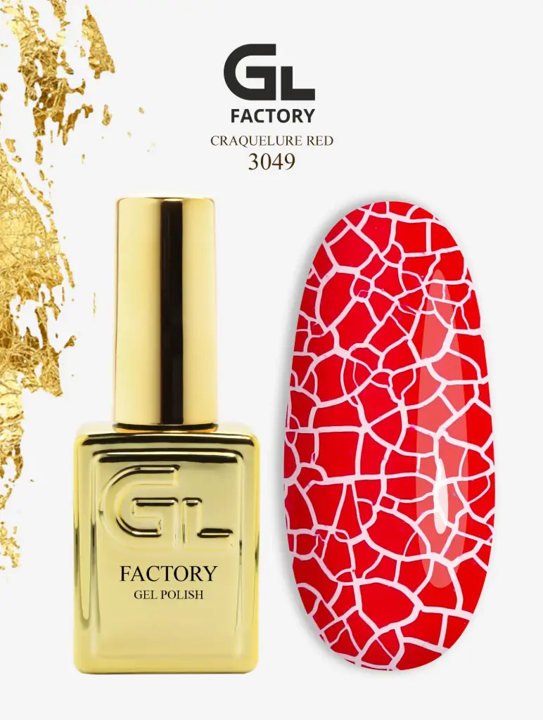 GL 3049 GOLD Gel Polish Craquelure Red 15g TPO FREE