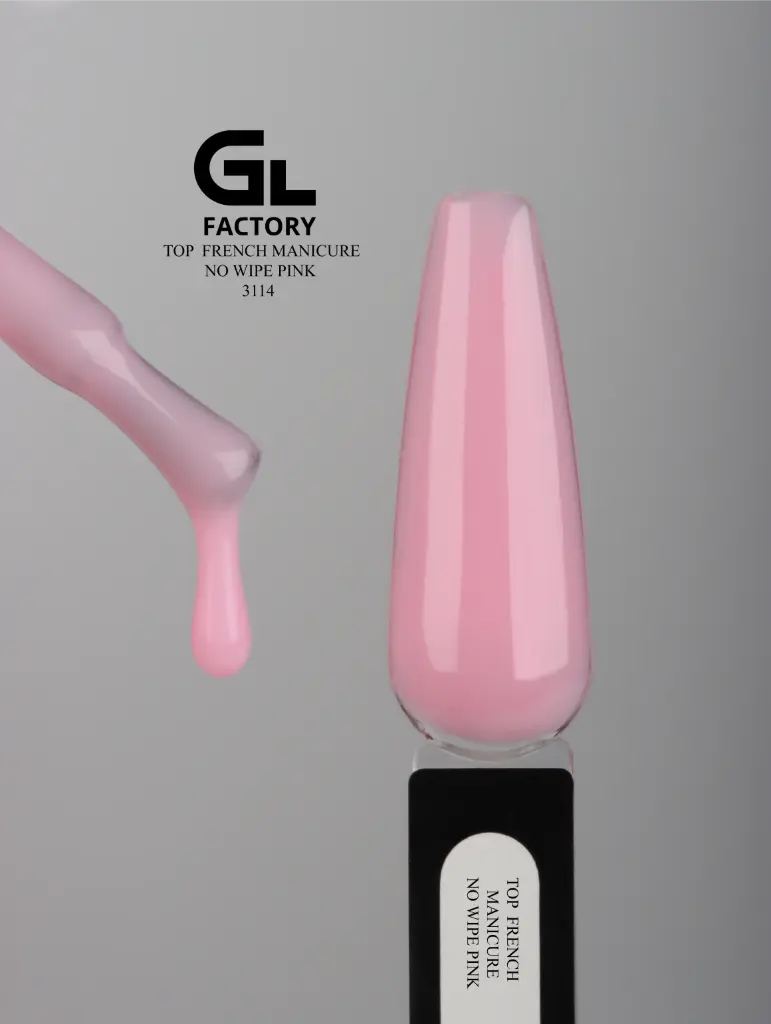 GL 3114 BLACK French Manicure No Wipe Top Pink 15g TPO HEMA FREE